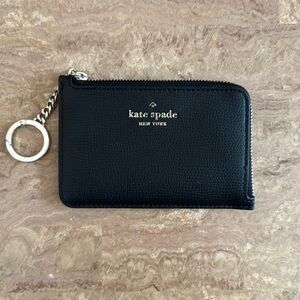 Kate Spade Darcy Medium L-zip black leather card holder